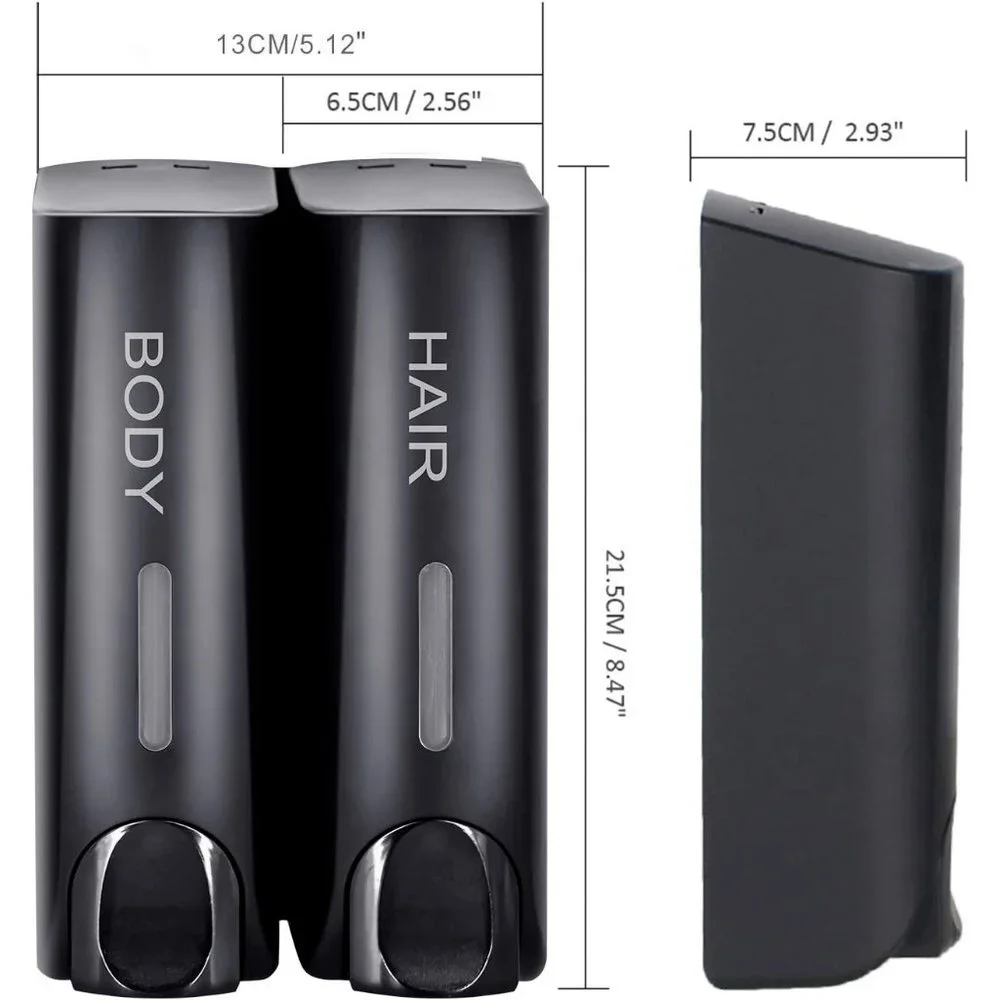 AUMIO Chamber Soap Dispenser, Gel Shampoo Conditioner Refillable‎ 2x350ml -OPEN